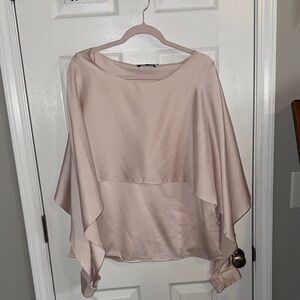 Dkny Blush Pink Draped Satin Blouse